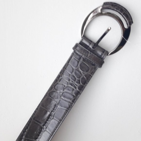 Genuine Leather Belt Alligator Embossed Wide Womens Real Patten Leather Belt M - Picture 9 of 16